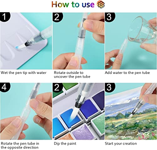 Watercolor Paint Set,Emooqi 48 Colors With 6 Metallic Colors,Hook Line Pens,Water Brushes And Water Color Papers For Artists And Beginners,Art Supplies For Painting And Watercolor Techniques #TOP6