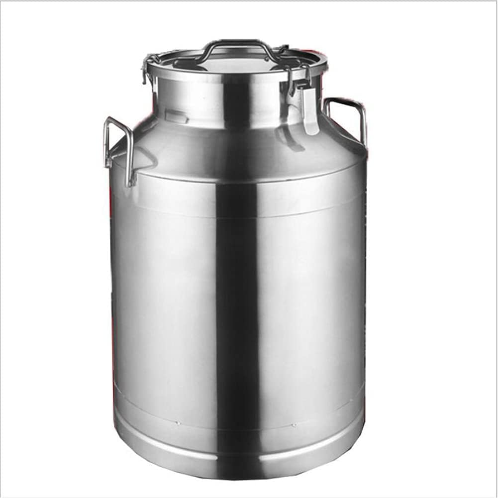 304 Stainless Steel Milk Bucket Can 15L/20L/25L/30L/35L/40L/50L/60L Wine Pail Bottle Transportation Tank with Silicone Sealed Lid,50L (40L(36x56cm))