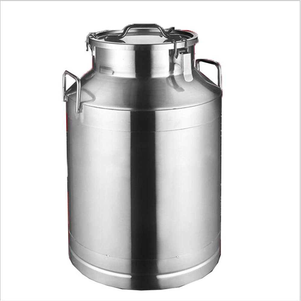 sjdoPulse 304 Stainless Steel Milk Bucket Can 15L/20L/25L/30L/35L/40L/50L/60L Wine Pail Bottle Transportation Tank with Silicone Sealed Lid,50L