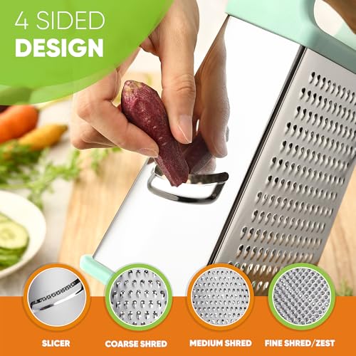 Image of Spring Chef Stainless Steel XL Cheese Grater for Kitchen, Mint