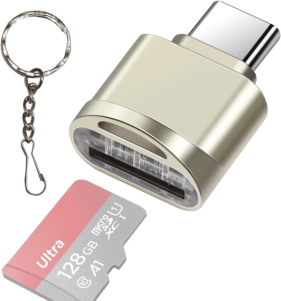 Leizhan Type C Micro SD/TF Card Reader with Keychain, USB C to Micro SD SDHC SDXC OTG Memory Reader, Type C Card Reader Adapter Compatible for Mac Windows Lixus Samsung Galaxy Note 20 S20