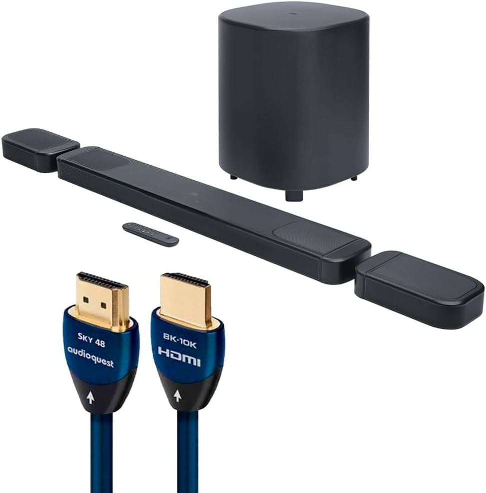 JBL BAR 1000 MK2 7.1.4 Channel Soundbar System and AudioQuest Sky 3m HDMI Cable