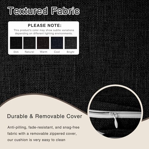 Image of OVOV 14x14 Chair Cushions for Metal Dining Chairs Set of 2 Black | Non Slip, Washable Removable Cover with Ties, Textured, for Dining Room, Kitchen Cafes Bistro Patio, Stackable Chairs