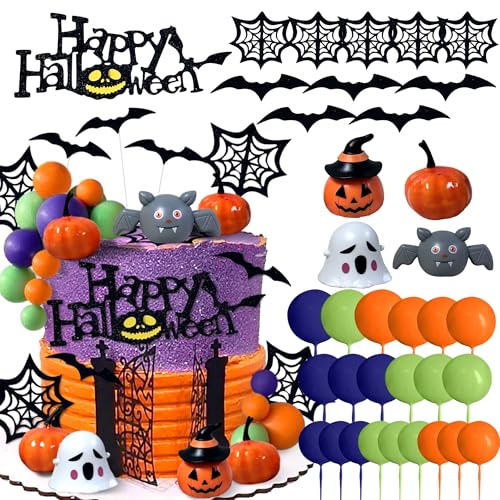 39 PCS Halloween Cake Decoration Witch Ghost Cake Topper Rip Cake Decoration Birthday Decoration for Halloween Party Supplies