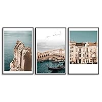 3 Piece Framed Canvas Wall Art City in The Sea Canvas Prints Home Artwork Decoration for Living Room,Bedroom - 16