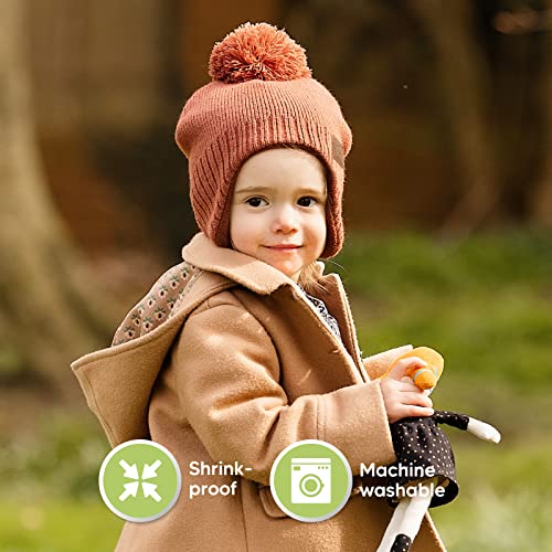Image of KeaBabies Baby Beanies, Winter Baby Hats for Boys, Girls (Clay, 6-36M) | Toddler Winter Hat, Stay Cozy & Warm with Earflap Muff & Pom, Soft & Stretchy Beanies for Infant, Newborn, Cute Colors