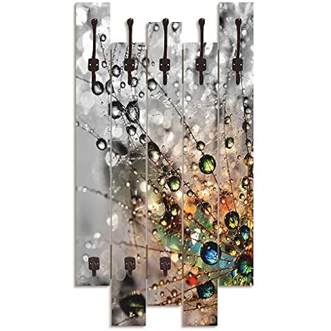 ARTLAND Wandgarderobe Holz mit 8 Haken 63x114 cm Design Garderobe Paneel Cover
