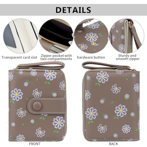 Womens Wallet Cute Small Wallets for Women Brown Women's Wallet Kawaii Flower Card Wallets for Women Ladies3