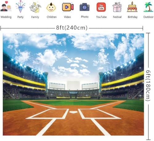 Fondo fotográfico baseball 8x6 ft para fiestas y eventos miniatura 6