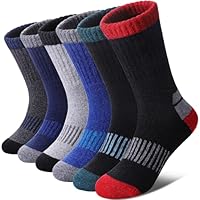 DOSKONI Kids Merino Wool Hiking Socks Boys Girls Toddlers Winter Warm Thick Thermal Cushion Crew Gift Socks 6 Pairs