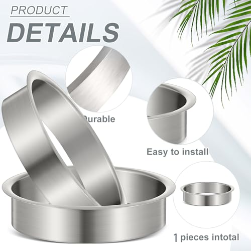 Image of Honeydak 1 Piece 6 inch (Nominal) Diameter x 2 inch Height 304 Polished Stainless Steel 6 inch x 2 inch Trash Grommets for Countertop Inserted Trash Kitchen Cabinet Counter Bin, Ease to Install