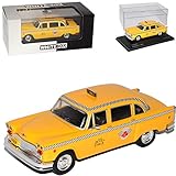 Aus Metall mit Plastikteilen Whitebox Checker Yellow Cab Taxi NYC New York Limousine Gelb 1/43 Modell Auto