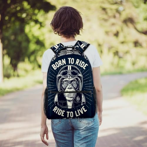 Sac à dos imprimé singe avec casque grand compartiment ado multicolore 40cm - 6