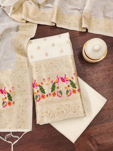 Image of DEVANGI Women's Pathni Banarasi Silk Unstitched Salwar Suit Dress Material With Dupatta