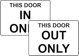 ComplianceSigns.com This Door in Only/This Door Out Only Label Decal Set, 7x5 in. Vinyl for Enter/Exit