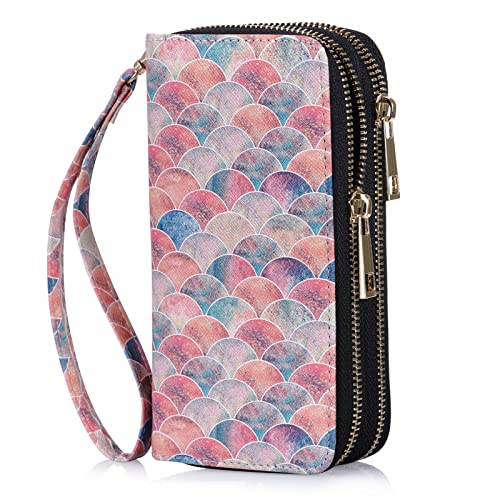 Image of Cellphone Wallet for Women Dual Zipper Long Purse with Removable Wristlet