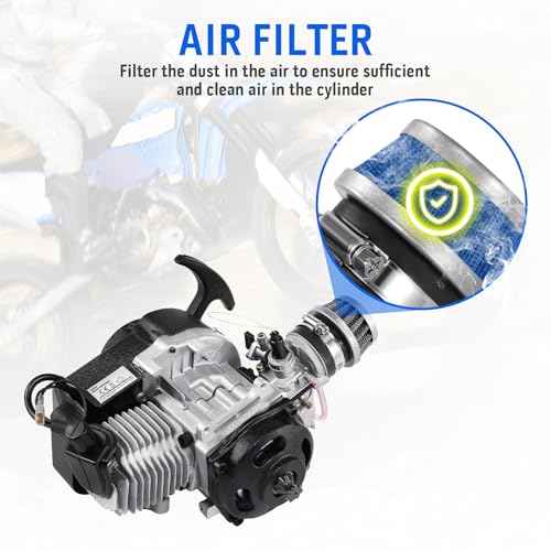 H-YEEU 49CC 2 Stroke Mini Moto Engine Carb Pullstart Vergaser Luftfilter Head Mini Motor für ATV Dirt Bike Quad Pocket Bike