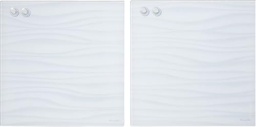 ECR4KIDS MessageStor - Pizarra magnética de vidrio de borrado en seco con imanes, 17.5 x 17.5 pulgadas, pizarra blanca para montaje en pared, ondas