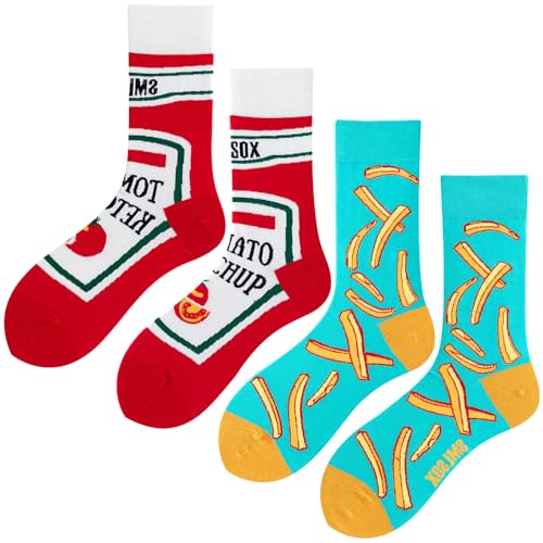 Image of 2 Pairs Cartoon Animal Crew Socks Fun Cotton Mid Calf Socks for Women
