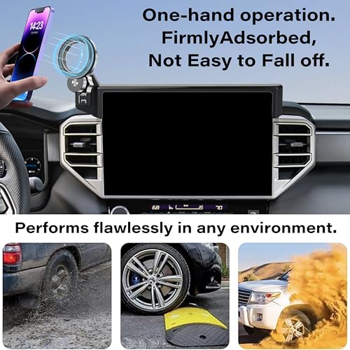 Image of Car Phone Holder for 2022-2026 Toyota Tundra /2023-2026 Sequoia Accessories | 14-inch Screen Clip-On MagSafe Strong Magnetic Cell Phone Mount, 360 Rotatable Hands-Free Holder,Not Block Air Vents