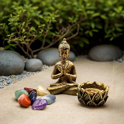 Combo Estátua Buda + incensário Castiçal + Pedras dos 7 Chakras k...