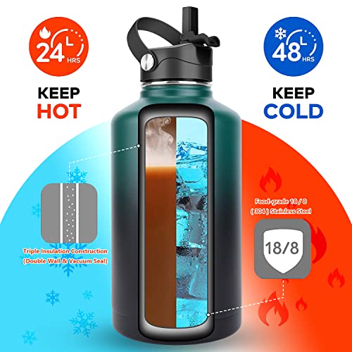 Water Bottle Insulated 32oz 40oz 64oz 128oz Straw Lid Spout Lid & 3 Lids, Leak Proof, Vacuum Insulated,Stainless Steel Water Bottle Wide Mouth for Sports, Gym or Office, BPA-Free Keep Cold 24H Hot 12H 6 Water Bottle Insulated 32oz 40oz 64oz 128oz Straw Lid Spout Lid & 3 Lids, Leak Proof, Vacuum Insulated,Stainless Steel Water Bottle Wide Mouth for Sports, Gym or Office, BPA-Free Keep Cold 24H Hot 12H - Image 4