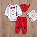 Gureui My First Valentines Baby Boy Outfit Newborn Long Sleeve Romper Onesie Heart Print Pants Hat Toddler Infant Clothes (A White My First Valentine, 0-3 Months)