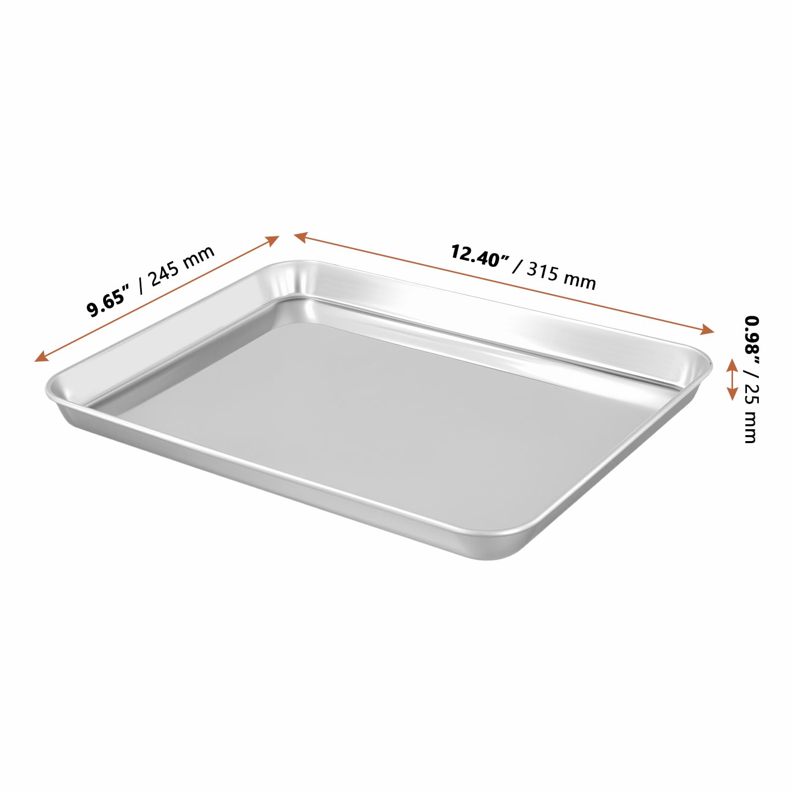 LEXININ 6 teglie da forno in acciaio inox, grandi fogli da forno in metallo per cucinare arrosti, 31,5 x 24,5 x 2,5 cm