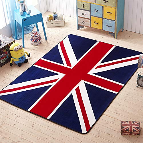 Lily&her friends - Tapis de sol antidérapant en velours avec drapeau britannique Union Jack - Pour canapé, lit, placard, table basse, chaise, salon, chambre, cuisine, décoration (80 x 120 cm)