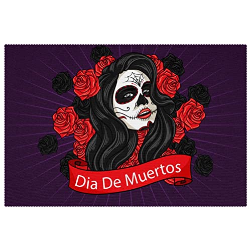 Sets de table Dia De Muertos anti-glisse pour protéger la table des enfants