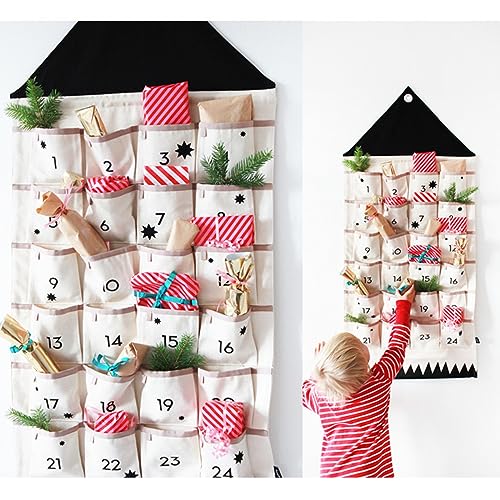Hanging Adventskalender Mit 24 Taschen - Weihnachts Countdown Dekoration