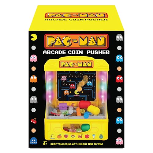 PAC-Man - Pousse-Pièces Électronique - Arcade – 5 Modes de Jeu Interactifs - Sons Officiels et LED Colorées – Jeu de Table Collector - 23,5x20x31 cm – Dès 6...
