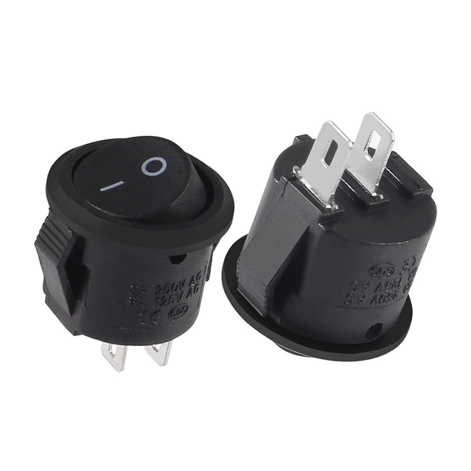 5/20 pièces interrupteur à bascule rond 6A 250V 2 broches