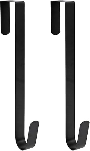 Sattiyrch - Colgador de corona de otoño para puerta delantera de 15pulgadas, gancho largo de metal para corona de Navidad, color negro