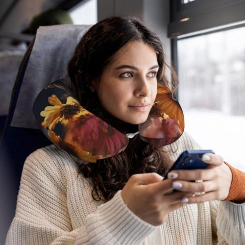 Almohada de viaje de espuma viscoelástica negra ergonómica miniatura 5