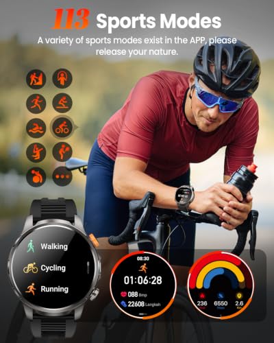 Image of DEKELIFE Smart Watches for Men,1.91''Military Smart Watch with 100+ Sport Modes /Heart Rate /Sleep Monitor, Fitness Tracker for Android and iPhone, Waterproof Watches for Men(Black)