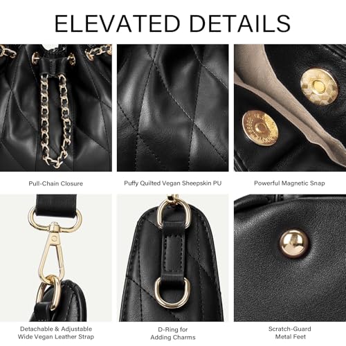 Bolso tote acolchado de cuero para mujer con correa ajustable miniatura 5