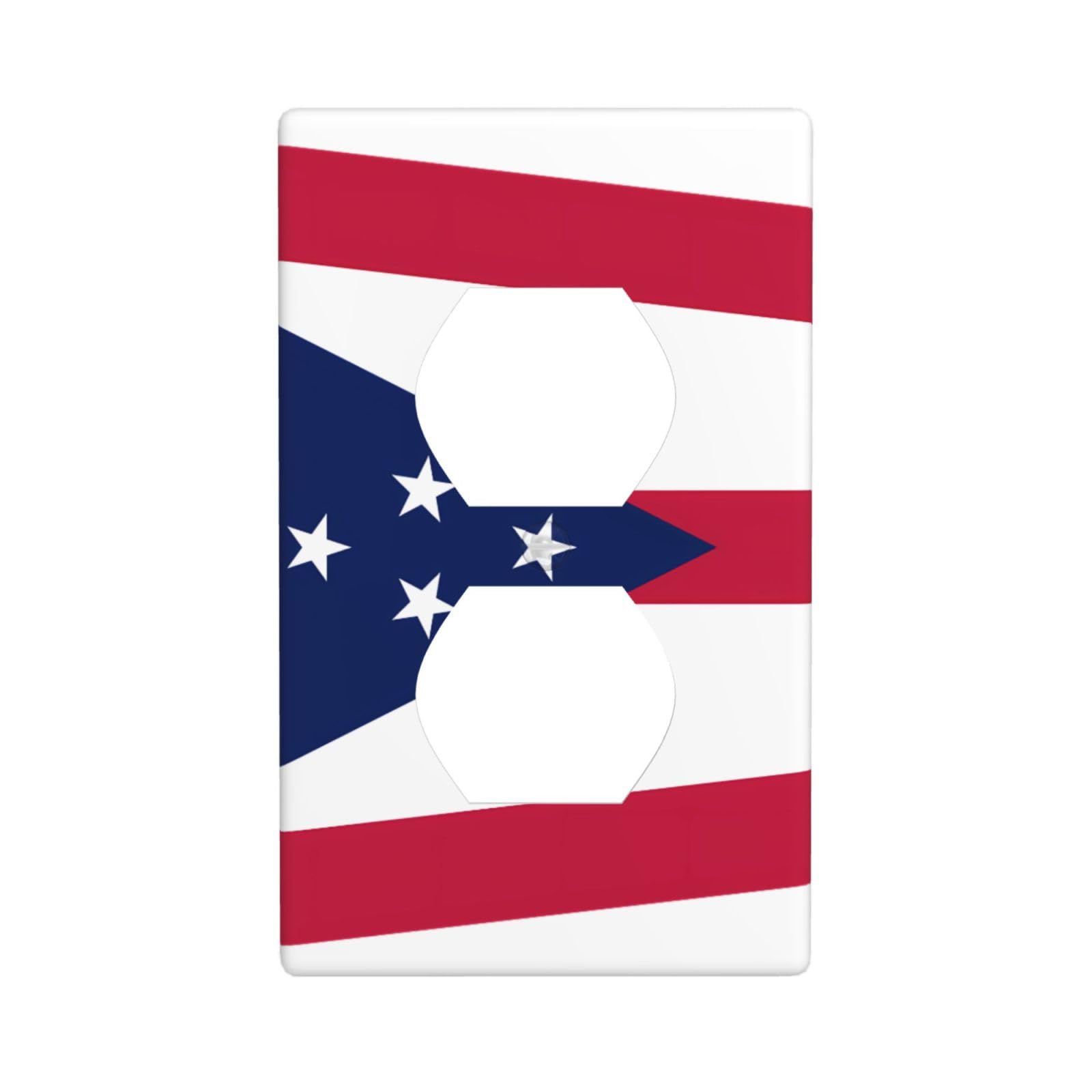 Ohio State Flag Unbreakable Polycarbonate Switch Plate-1 Gang Screwless Wall Plate for Home Office