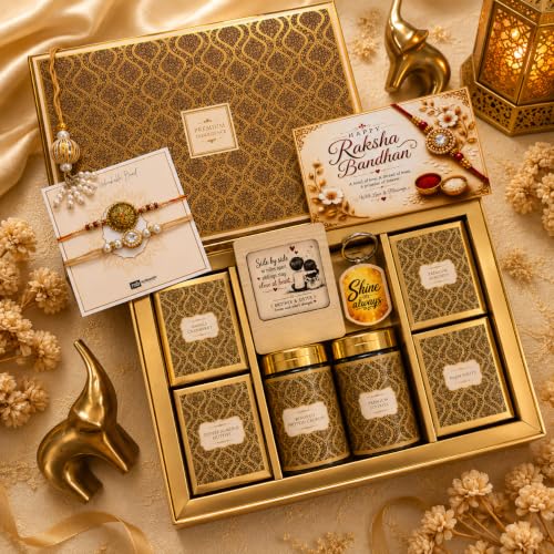 Image of NutriSnacksBox Royal Rakhi White Hamper | Premium Dry Fruits, Gourmet Snacks & Festive Gift Set | 2 Decorative Bhaiya Rakhis, Wooden Magnet, Keychain, Roli Chawal & Greeting Card | Luxury Raksha Bandhan Gift Box
