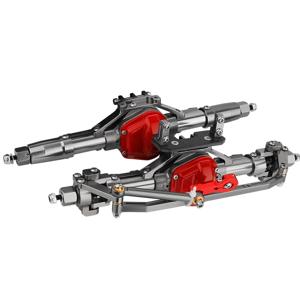 Photo 1 of Pothyes Aluminum Front Rear Complete Axle Set with Enhanced Axle Shaft for Axial SCX10 RC4WD D90 1/10 RC Crawler Upgrade Parts (Titanium Front+Rear)