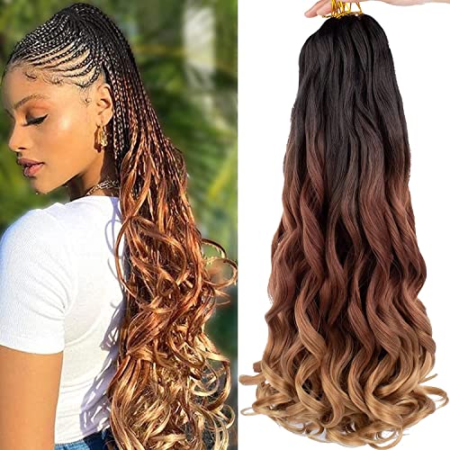 XTREND 8 Packs French Curls Braiding Hair 22 Inch Pre Stretched Loose Wave Bouncy Braiding Hair Curly For Yaki Texture Precurled Curls Synthetic Hair Extensions For Women(22Inch,1B3027#)