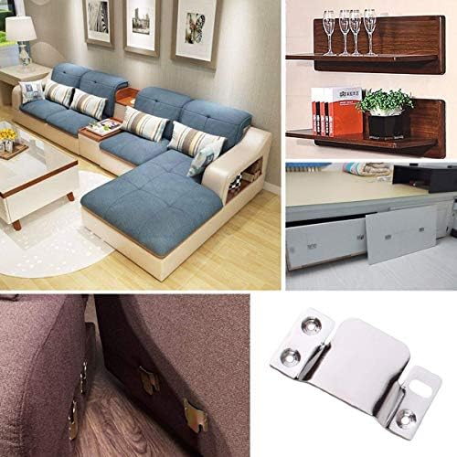 4Pcs Flush Mount Bracket Stainless Steel Sectional Sofa Interlocking Clip with Screws Furniture Connector for Large Picture Display Headboard Wall Mount Hardware