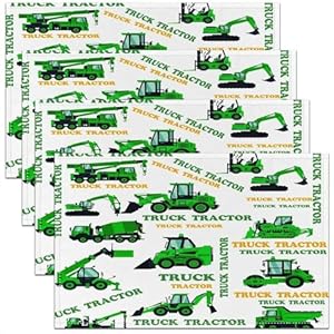 Garbage Truck Placemats for Dining Table Cartoon Car Table Place Mats Equipment Trucks Washable Fabric Table Mats Placemat Construction Vehicles Green Placemat for Kitchen Dining Table 18″x12″