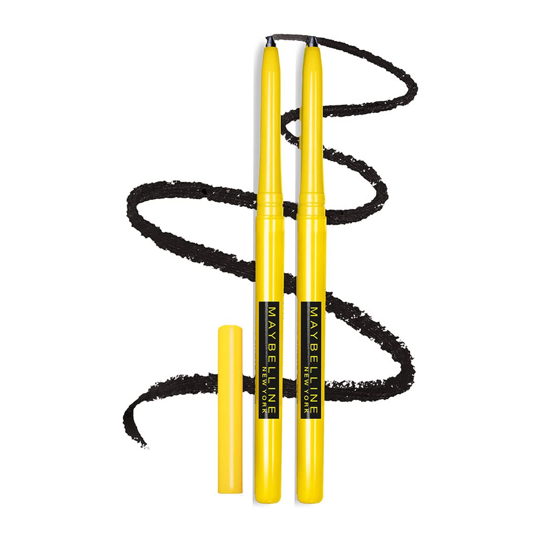 Maybelline New York Kajal Pencil – Twin Pack, 0,35G + 0.35G, Intense Colour, Waterproof, Long Lasting 24Hrs Stay, Colossal Kajal, Black, Matte Finish