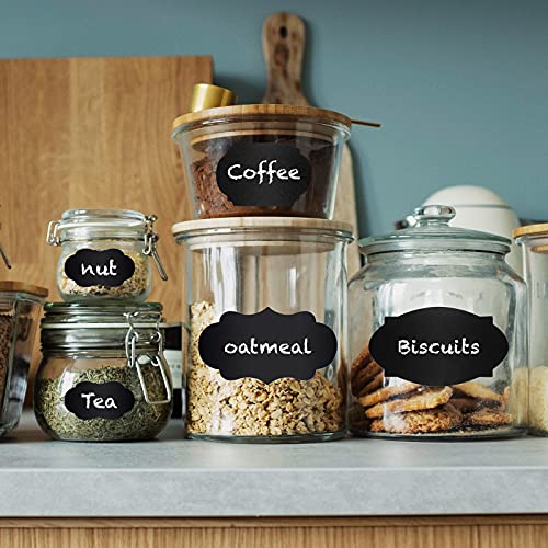 ONUPGO-Chalkboard-Labels-Stickers-Bulk-196-Reusable-Chalk-Sticker-Labels-with-Erasable-Chalk-Maker-Removable-Waterproof-Blackboard-Labels-for-Containers-Glass-Mason-Jar-Labels-Removable-Waterproof-Reu