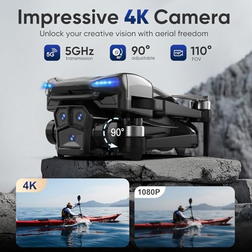 GPS Drone with 4k camera for adults, 4.5’’ LCD Screen Controller, Brushless Motor, 60-Min Flight Time with 2 Batteries, SD Card Included, 5G FPV Quadcopter with Smart Return, Great Gift for Beginners - Image 3