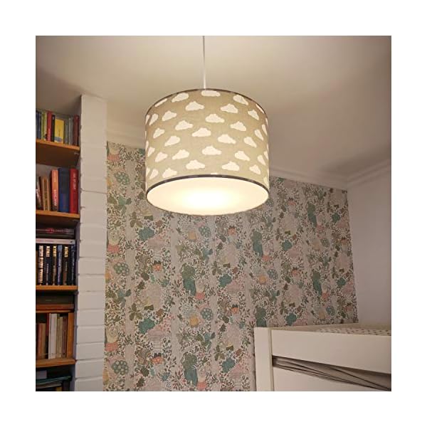 youngDECO® Pendellampe 2xE27, extra Lichtdiffusor, Lampe Wolke auf Pastellgrau, Ø38cm großer Stofflampenschirm… – Bild 6
