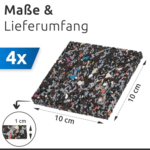 ECENCE Schwingungsdämpfer-Pads als Waschmaschinen Unterlage 4er Set Vibrations-Dämpfer Trockner - Anti-Rutschmatten 10x10x1cm Antivibrationsmatte - Made in Germany