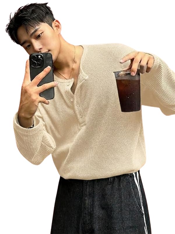 Imsa Moda Men’s Textured Fabric Solid Half-Open Collar T-Shirt | Full Sleeve Casual Shirt for Men | Comfortable Fall Wear Imsa Moda Men’s Textured Fabric Solid Half-Open Collar T-Shirt | Full Sleeve Casual Shirt for Men | Comfortable Fall Wear