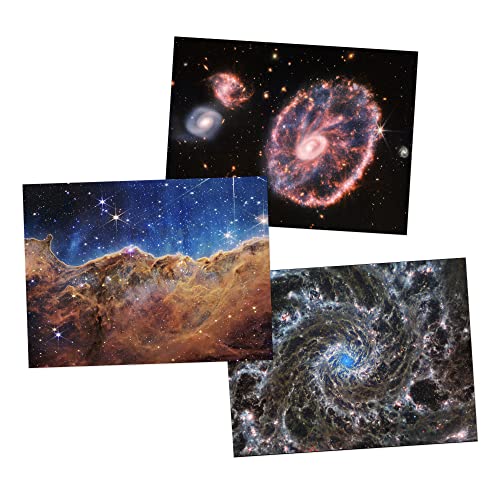 Artery8 NASA James Webb Space Telescope Phantom Cartwheel Galaxy Carina Nebula Cosmic Cliffs Pack of 3 Large Wall Art Posters